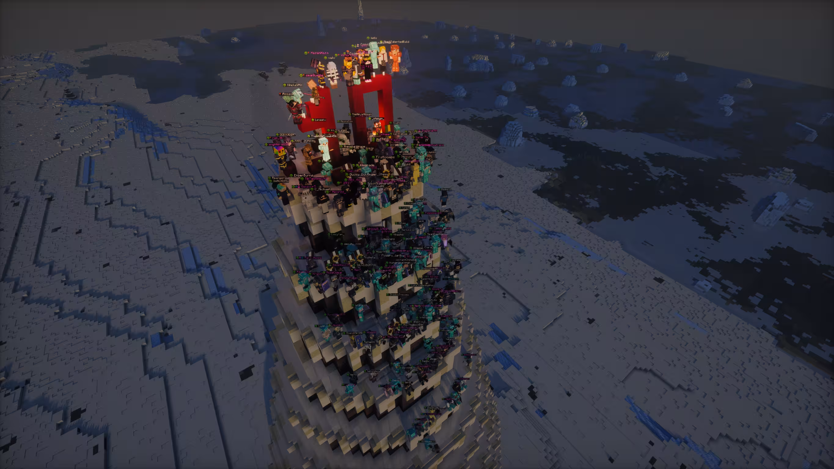 Minecraft players celebrating EarthMC 10 year anniversary